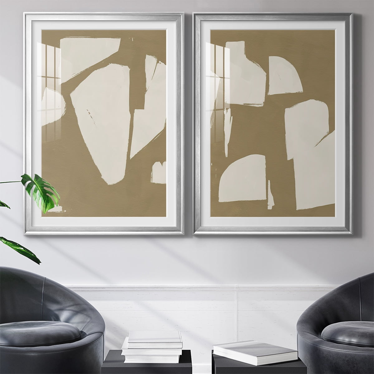 Wexford Home Chunky Abstract III Premium Framed Print, 26.5" x 36.5" - Ready to Hang, Silver (Set of 2)