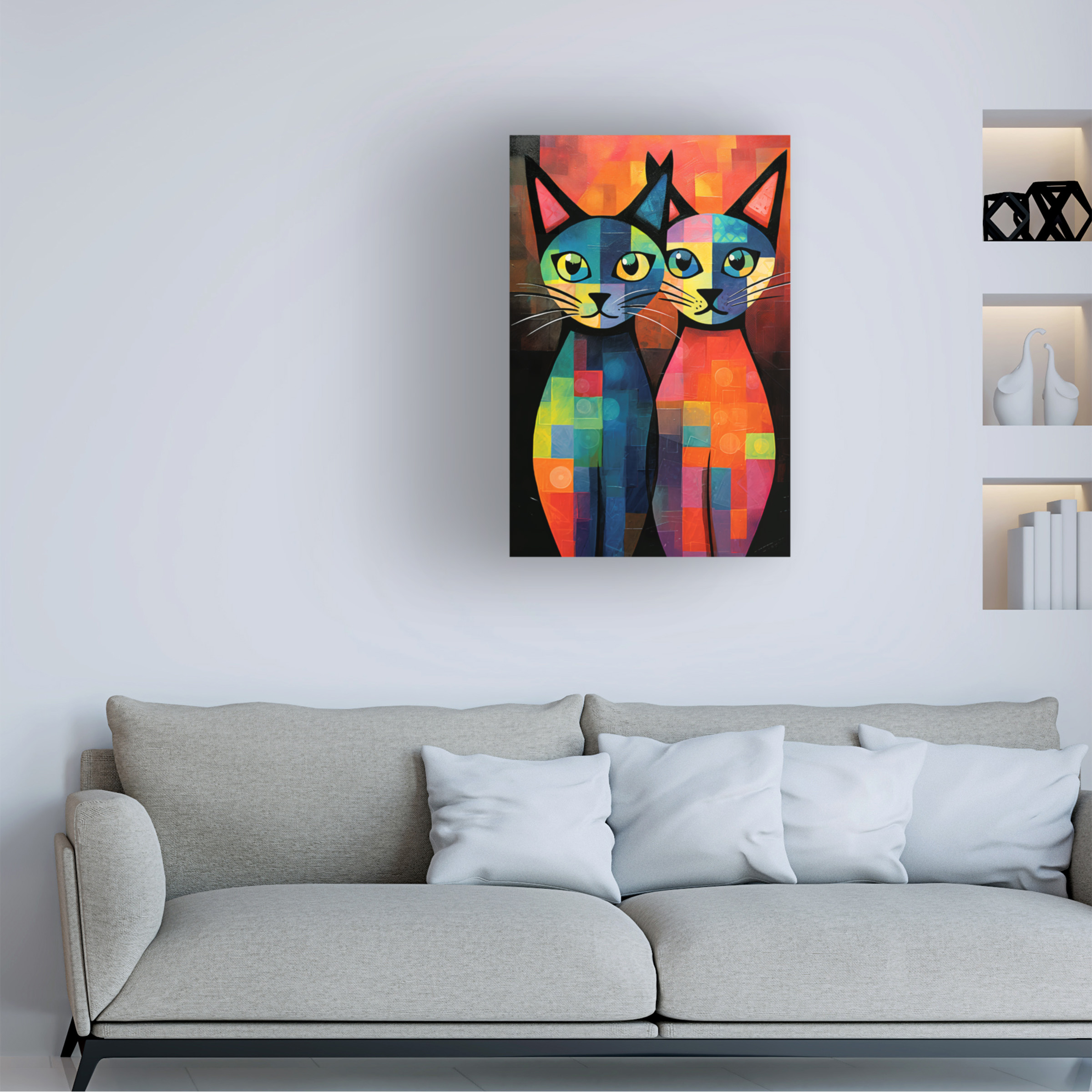 Canvas Wall Art - Ray Heere 'Colorful Cat 8' Wall Art for Living Room, Bedroom, or Office Décor by Trademark Fine Art - 16 x 24 Inches
