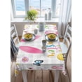 thumbnail image 3 of Happy Easter Rectangle Tablecloth, Spring Watercolor Bunny Eggs Flower Grey Plaid Waterproof & StainResistant Tablecloth, Washable Oil-proof Table Cover for Dining/Party/Wedding/Buffet 60x84 In, 3 of 9