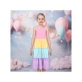 thumbnail image 2 of Sunny Fashion Girls Dress Rainbow Colorful Tiered Ruffle Backless Casual Holiday Cotton 4 Years, 2 of 6