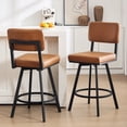 thumbnail image 2 of Zesthouse 26.6" Swivel Bar Stools Set of 2, Modern Counter Height Stools with Solid Back & Metal Base, PU Leather Upholstered Barstools for Kitchen Island, Brown, 2 of 10