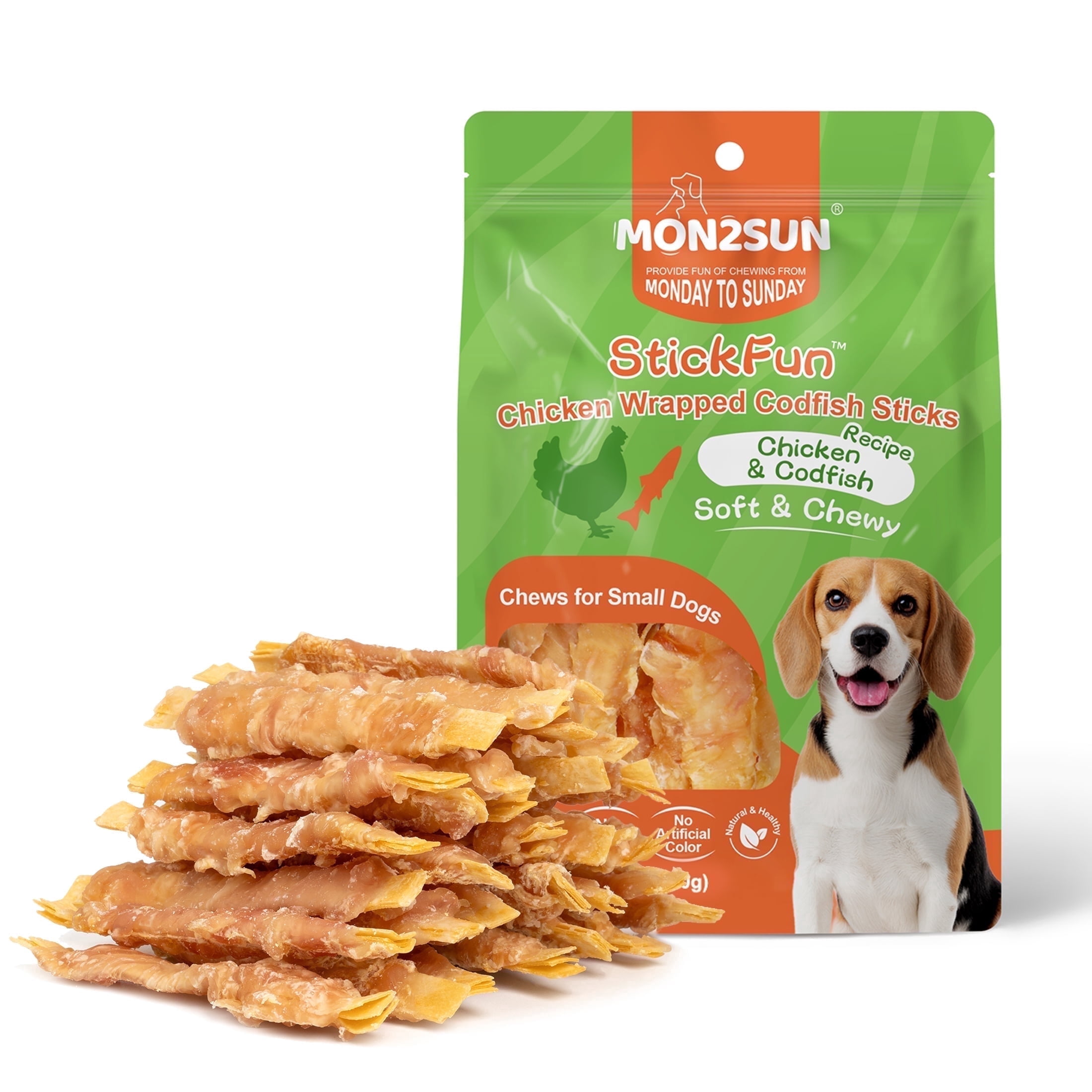 (2 pack) MON2SUN Chicken Wrapped Cod Fillet Small Dog Treats, 13 oz (36 Count)