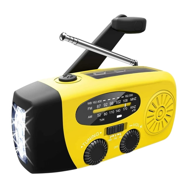 COM1950s Radio à Manivelle, Radio Solaire Portable Prévention des Catastrophes et Radio d'Urgence Radio à Manivelle Portable Extérieure, Radio d'Urgence à Manivelle Solaire, Radio Portable à Manivelle Solaire d'Urgence