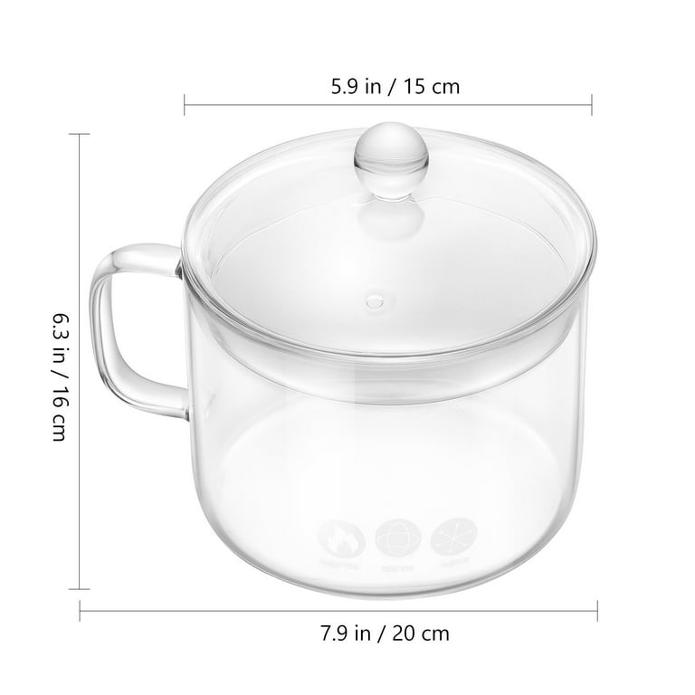 Vaguelly Glass Pot, Clear Glass Cooking Pot Saucepan with Lid, 1500mL  Simmer Pot Stew Pot Microwave Stove and Dishwasher Safe Double-Handle  Cookware