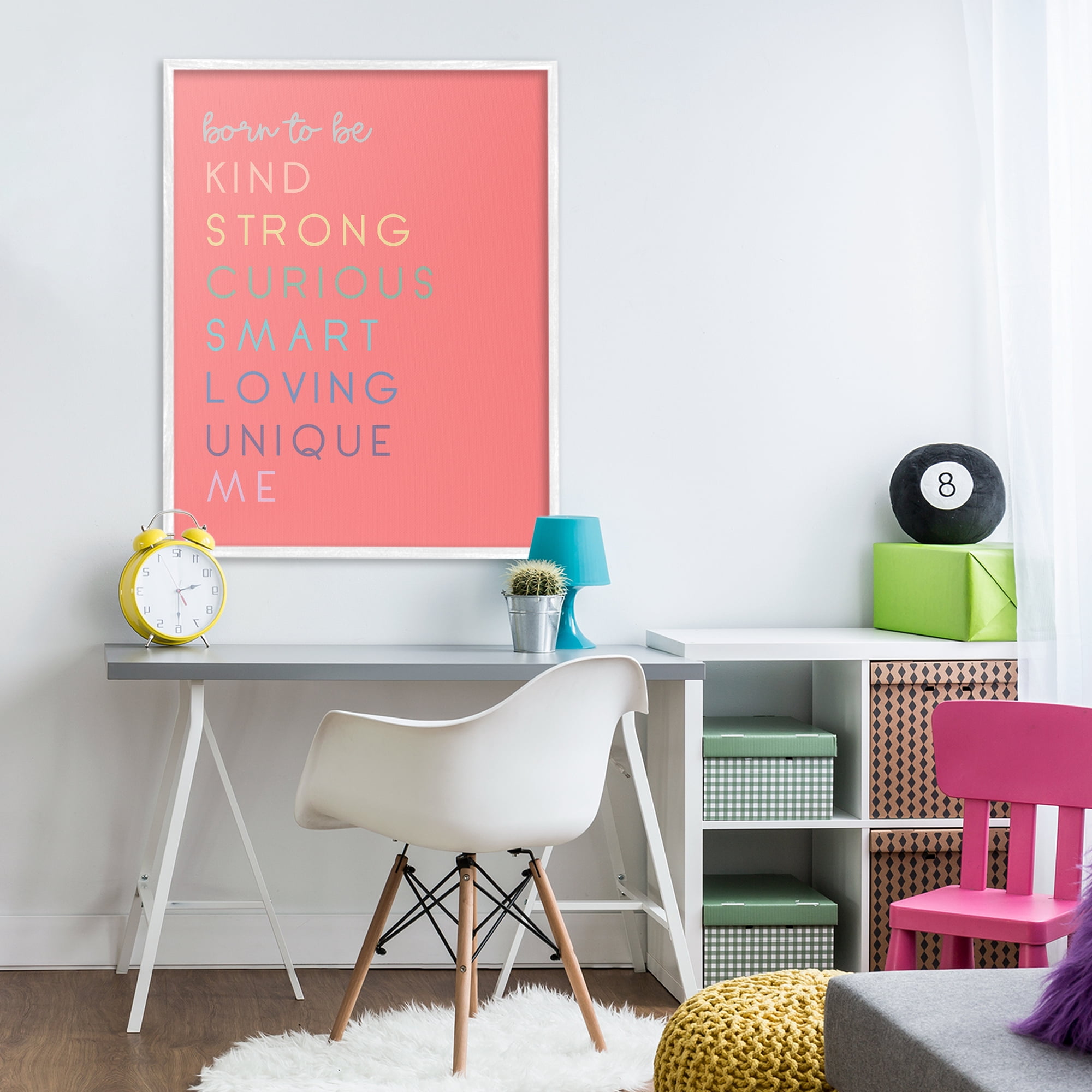 Stupell Industries Born To Be Adjectives White Framed Giclee Art, design by Anna Quach