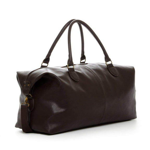 PX Mens Pebbled Vegan Leather Weekend Getaway Duffel Bag Brown