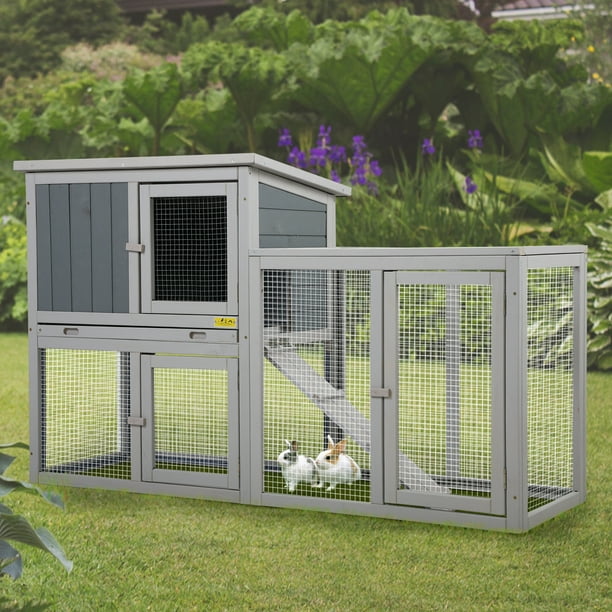Coziwow 54.7" Wooden Outdoor Rabbit Hutch Pet Bunny House Animal