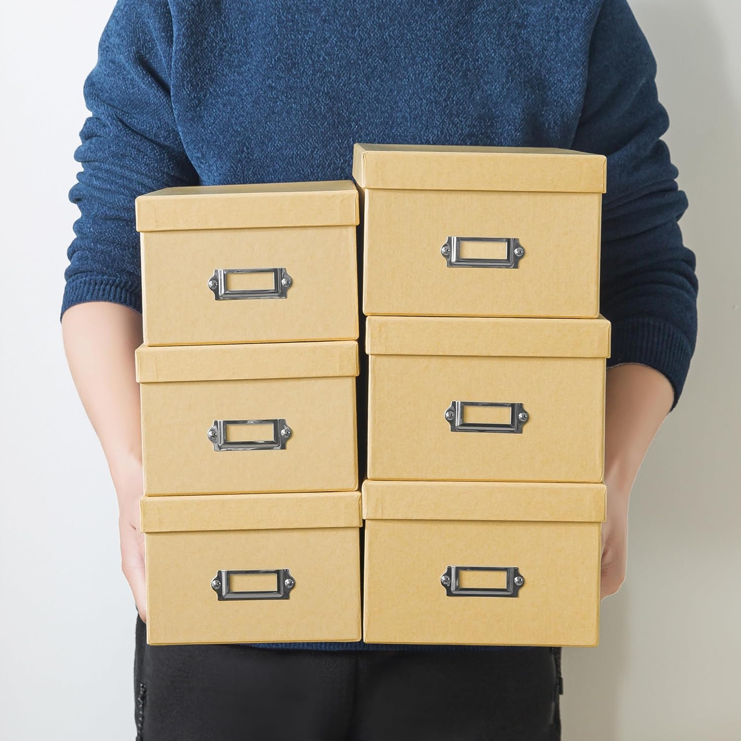 Kraft Storage Boxes - Set of 6 (3 Large, 3 Medium)
