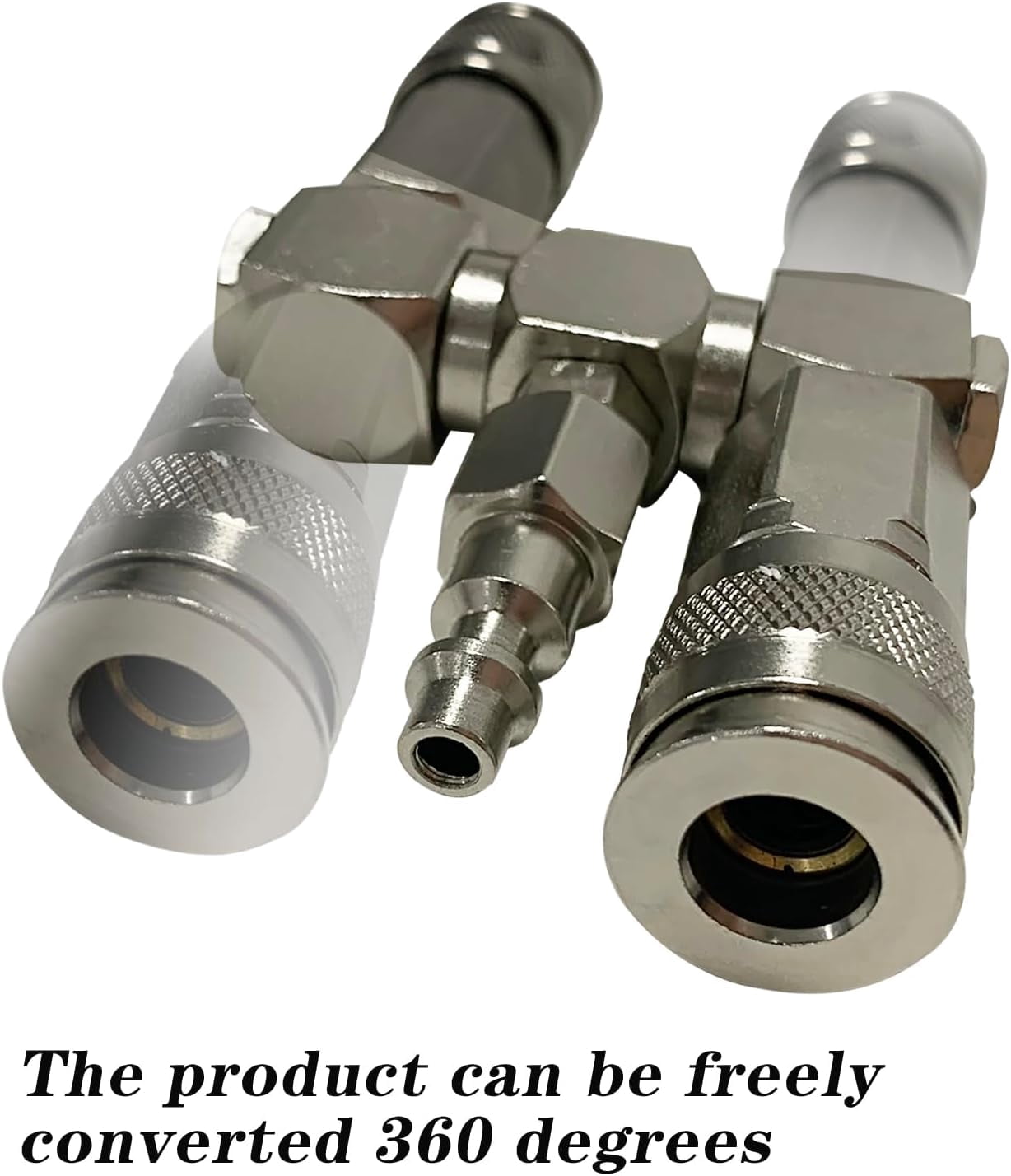 MKEUDQ-Air Compressor Accessories,2-Way Air Hose Splitter,1500 Psi Max Working Pressure Air Compressor Parts,360 Degree Swivel Design Air Hose Splitter