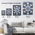 thumbnail image 3 of Blue Arabesque Flower Design Ornate Symmetrical Floral Pattern Art Print Framed Poster Wall Decor 12x16 inch, 3 of 5