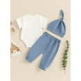 thumbnail image 6 of Hirigin Newborn Baby Boy Girl Clothes Outfits Hi I'm New Here Letter Embroidered Short Sleeve Romper and Pants Hat 3Pcs Coming Home Outfit, 6 of 8