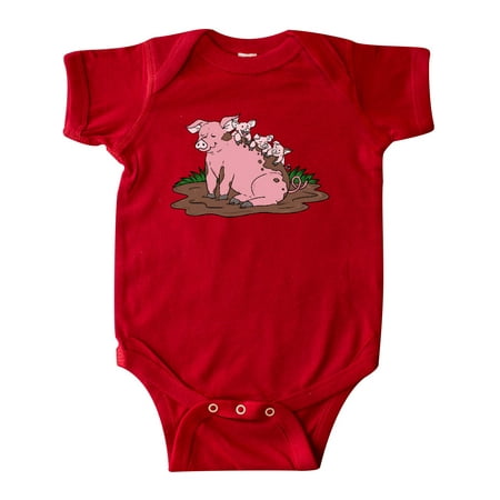 

Inktastic Cute Pig Family Playing in Mud Gift Baby Boy or Baby Girl Bodysuit