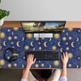 thumbnail image 4 of Long Mouse Pads for Desk,Blue Gold Sun Moon Star Zodiac Pattern Desk Mats on Top Of Desks, Desk Mouse Pad Extra Large with 3mm Non-Slip Base and Stitched Edge for Gaming,Office,Work,Home 47.3"x23.6", 4 of 6