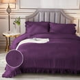thumbnail image 3 of 5 Piece Luxury Vintage Ruffle Pattern Comforter By D.N.G. BEDDINGS Set Premium Super Soft, All Season, 800 Thread Count 100% Egyptian Cotton King/California King Size Plum Color, 3 of 8