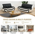 thumbnail image 4 of Caberryne Leather Sectional Couch for Living Room Furniture Sets, Leather Sofa and Loveseat Set with Button Tufted Design for Living Room/Office/Bedroom/Apartment(Black and White), 4 of 5