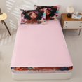 thumbnail image 4 of Castle Fairy Black Girl Portrait Zipper Full Size Comforter Sets with Fitted Sheet and 2 Pillowcases,Vintage Floral Butterfly Print Zipper Bedding Set,Beige,Pink Reversible,4pcs, 4 of 6