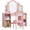 Pink with Chair, variant on 2 in 1 Kids Princess Vanity Storage Cabinet with Detachable Top, Tri-fold Mirror, Kids Vanity for Girls Age 3-9 (Pink)
