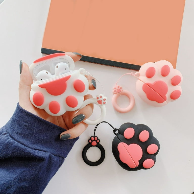 Decor Store Cartoon Cat Paw Kitten Claw Shape Bluetooth-compatible Earphone Protective Cover Silicone Case for Apple AirPods 1/2 Generation, Size: 1