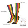 thumbnail image 5 of Rainbow Stripe Print Knee High Socks for Women Long Leg Warmers Socks, 5 of 7