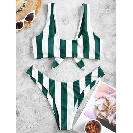 

Finelylove Sexy Swimsuit For Women Lace Sport Bra Style High Waist Green M