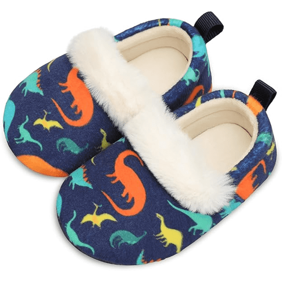 Barerun Toddler Girls Boys Slippers with Faux Fur Rubber Sole