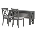thumbnail image 4 of 6-Piece Family Dining Room Set Solid Wood Space Saving Foldable Table and 4 Chairs with Bench for Dining Room (Gray) My Lux Decor Round, 4 of 5