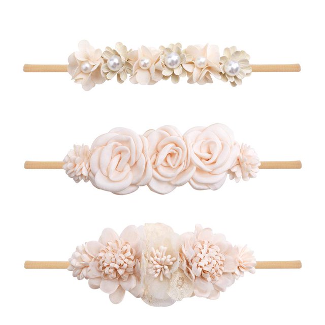 mligril - Juego de diademas de flores para bebé, accesorios para el pelo, banda elástica para el pelo, corona floral, regalos de cumpleaños y Navidad para recién nacidos, 3 unidades