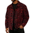 thumbnail image 3 of GrmtClth Autumn Mens Halloween Bat Ghost Pattern Overshirt Jacket Long Sleeve Snap Buttons Loose Cut Halloween Daily Leisure Outerwear Red S, 3 of 6
