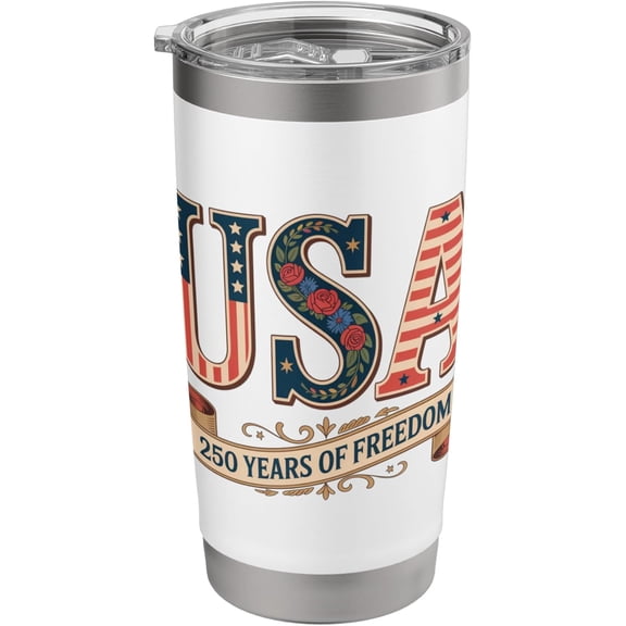Patriotic Fourth of July 1776 Anniversary Floral Stainless Steel Insulated Tumbler