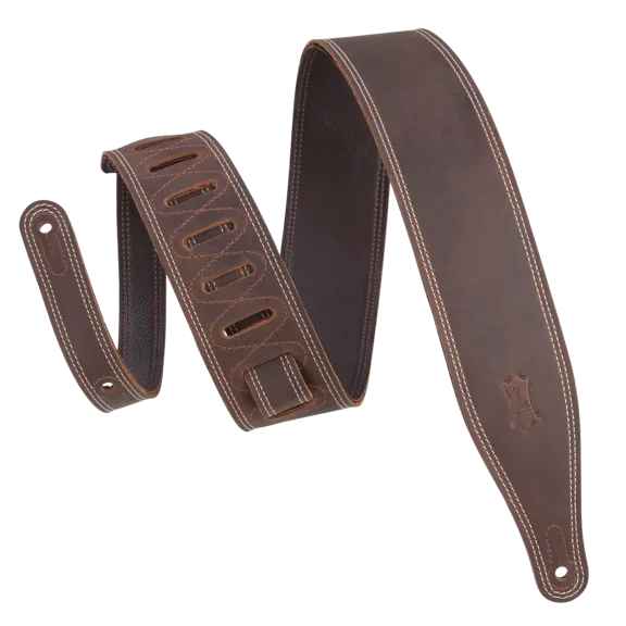 Levy's 2.5" Garment Leather Guitar Strap - Dark Brown