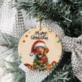 thumbnail image 3 of Merry Christmas Santa Vizsla Scarf Twinkling Lights Xmas Holiday Ceramic Round Ornament Vizslas Dog Lover Gifts Idea Home Tree Decor - 00022, 3 of 5
