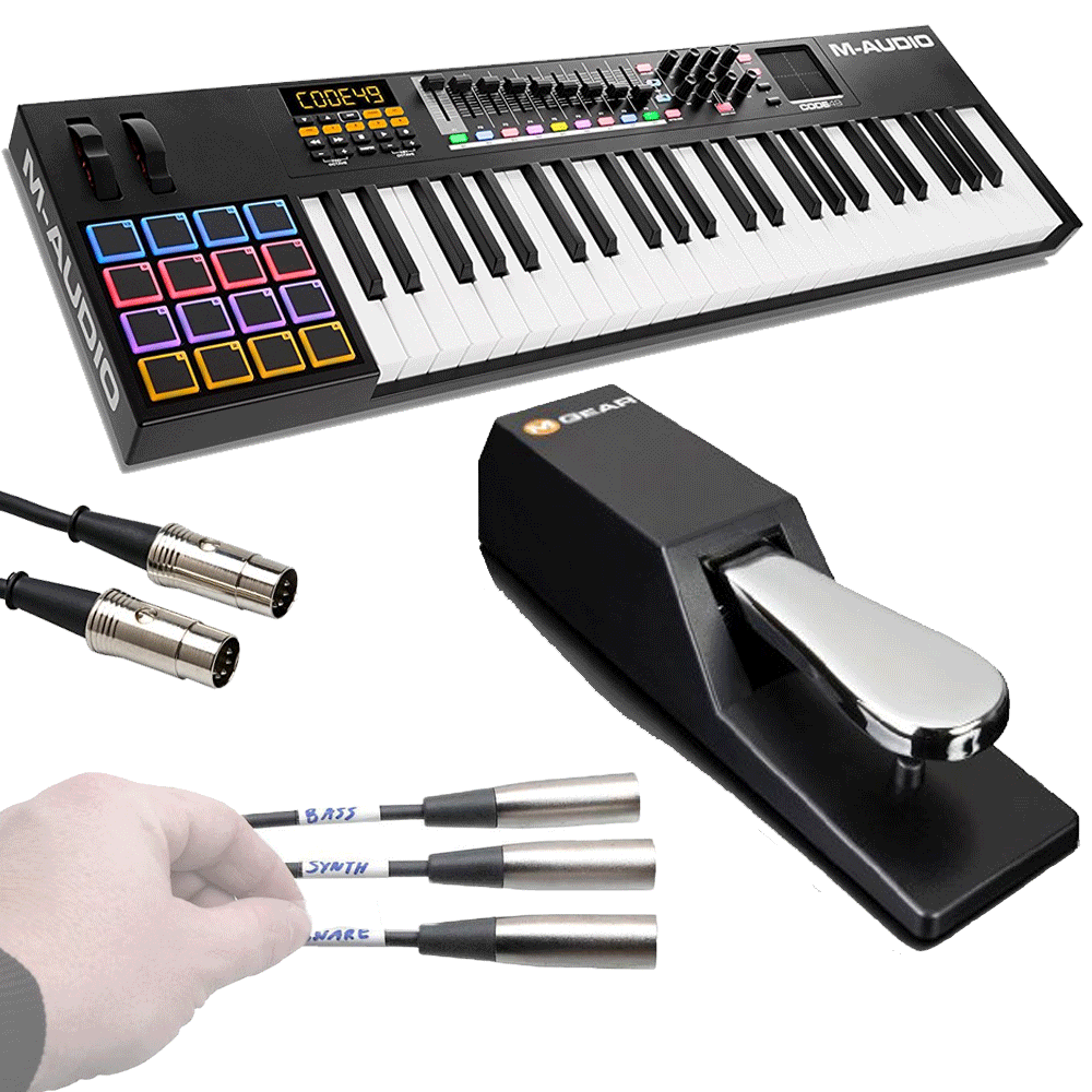 49Key USB MIDI Keyboard Controller with X/Y Touch Pad + Pedal + Hosa