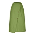 thumbnail image 3 of qelini Womens Linen Skirt Pocket Loose Long Skirt High Waist Straight Skirt Botton Solid Color Summer Skirt, 3 of 5