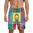 thumbnail image 1 of Custom Print Men Manga Garfields Cartoon Anime Cat Pattern Pajama Bottoms Sleepwear Pjs Sleep Shorts with Pockets, 1 of 7