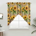 thumbnail image 2 of Swag Valance Curtains for Windows, Sunflower Farmhouse Light Filtering Kitchen Curtains with Rod Pocket, Summer Botanical Flowers Wooden Window Treatment Valances for Living Room, 36x45 - 2 PCS, 2 of 9