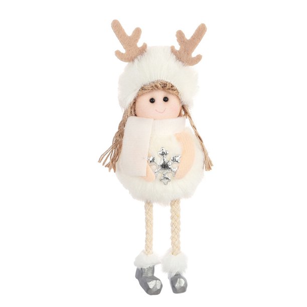 Árbol de Navidad Colgante Muñeco de peluche Decoración Colgante Adorno navideño para la oficina en casa, Copo de nieve blanco Methold HA001202-01