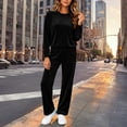 thumbnail image 6 of successthop Velour Sweatsuits 2PCS Sets Womens Long Sleeve Crewneck Tops and Pant Casual Tracksuit with Pockets, 6 of 9