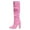 Pink, variant on Block High Heel Boots for Women Slouchy Leather Mid Calf Boots Pointed Toe Pumps Knee High Boots