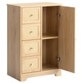 thumbnail image 6 of Ktaxon Wooden Bathroom Floor Cabinet, Side Storage Organizer with 4 Drawers, 1 Cupboard & 2-Shelves, Rattan, 6 of 20