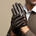 thumbnail image 5 of Guantes de cuero para hombre, otoño e invierno, terciopelo grueso, cálido, para conducir, motocicleta, pantalla táctil, guantes de piel de oveja superior, 5 of 5