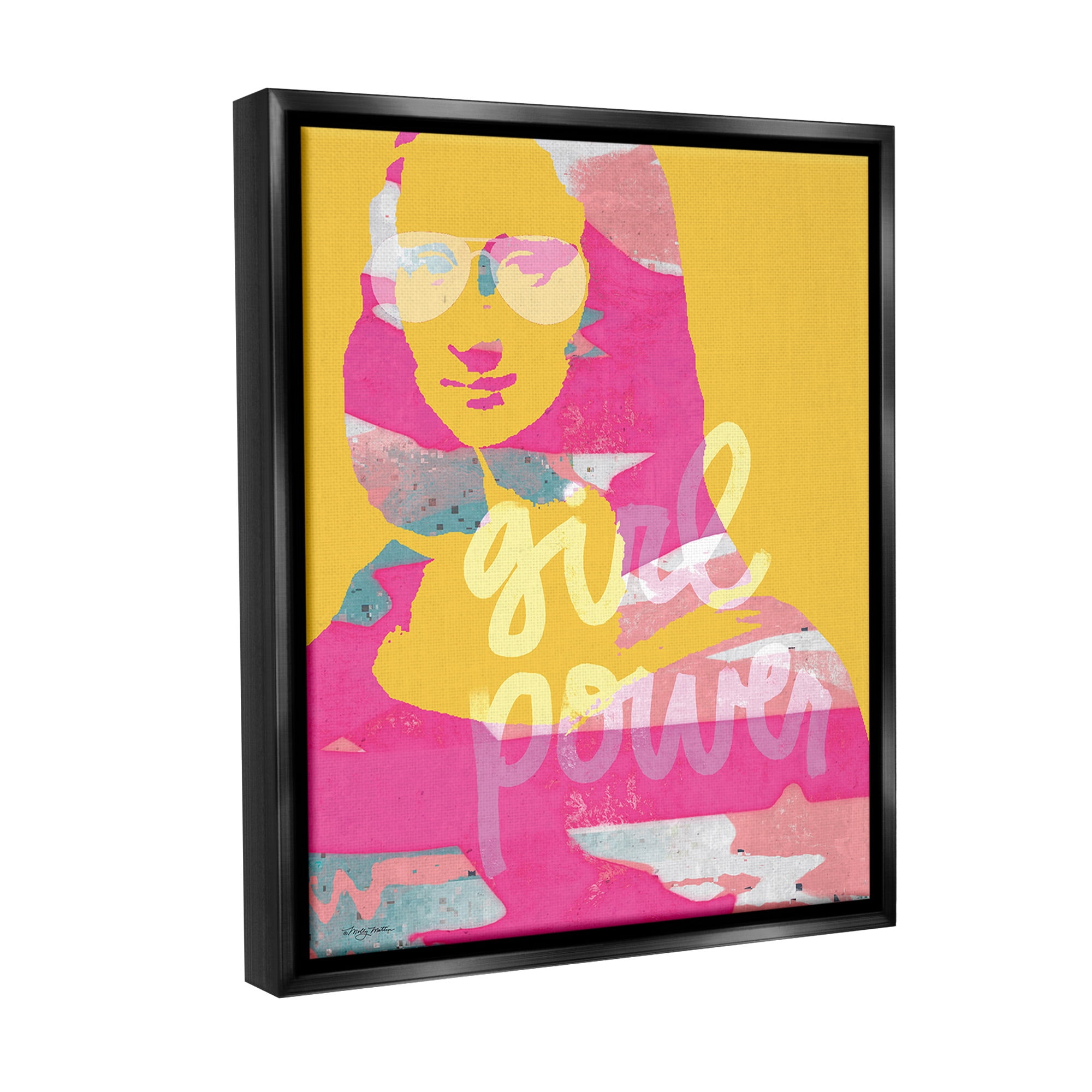 Stupell Industries Girl Power Abstract Face Abstract Painting Black Floater Framed Canvas Art Print Wall Art, 25 x 31