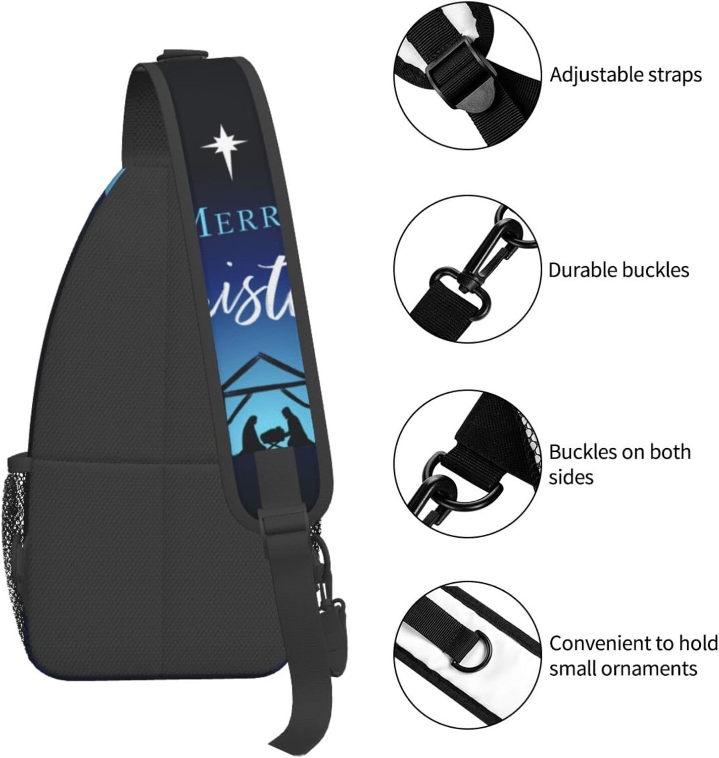 Merry Christmas Birth Christ Sling Bag Crossbody Hiking Travel Chest Bags Backpack Shoulder Daypack for Women Men