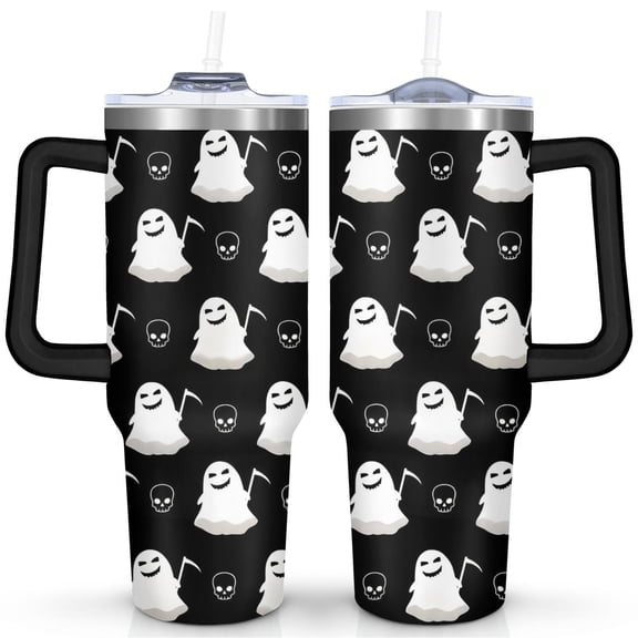 Retro Halloween Tumbler 40oz - Witch Wizard Theme BPA-Free Insulated Cup with Straw