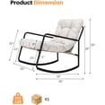thumbnail image 3 of Outdoor Rocking Chair, Metal Patio Rocking Chair, Indoor Rocking Chair with Cushion, Papasan Rocking Lounge Chair, Comfy Modern Rocker Chair for Porch, Living Room, Garden, Backyard, Off-White, 3 of 9