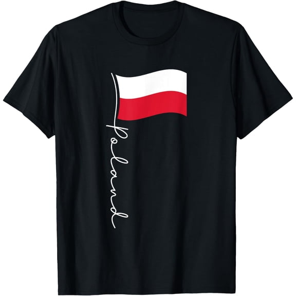 Poland Signature Flag Pole - Elegant Patriotic Polish Flag T-Shirt