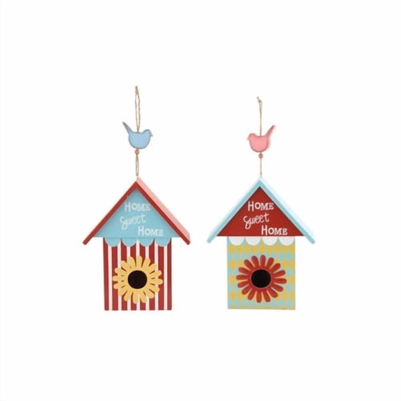 Benzara 55318 The Beautiful Wood Metal Birdhouse 2 Assorted