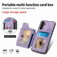 thumbnail image 3 of ELEHOLD for Samsung Galaxy S22 Case with Ring Holder, Galaxy S22 Wallet Case with RFID Blocking Card Holder Wristlet Strap, Magnetic Button Flip Folio Kickstand Shockproof Phone Cover,Purple, 3 of 10