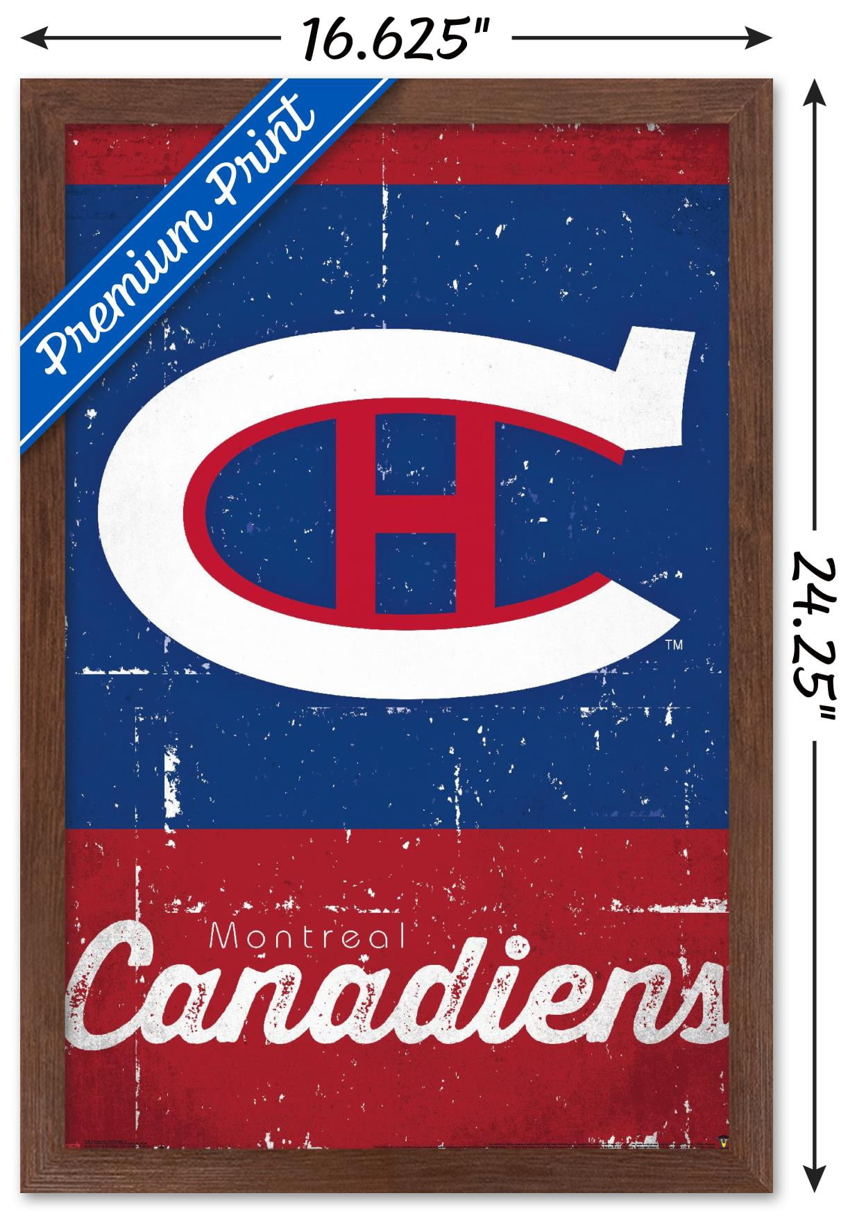 NHL Montreal Canadiens - Retro Logo 13 Wall Poster, 14.725" x 22.375", Framed