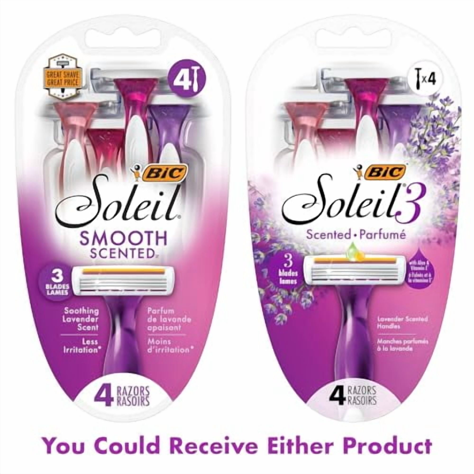 Bic Soleil Sensitive Skin Triple Blade Shaver For Women, Twilight - 4 Ea, 3 Pack