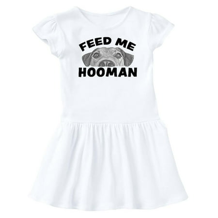 

Inktastic Feed Me Hooman with Cute Dog Gift Baby Girl Dress